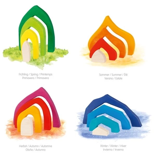 GOKI Bouwstenen Vier Seizoenen Hout 4 GOKI Bouwstenen Vier Seizoenen Hout - Afbeelding 2