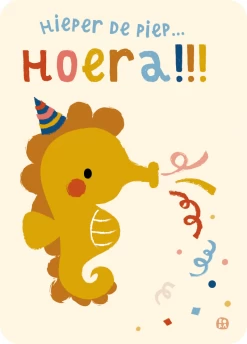 Bora Postkaart Hieper De Piep Hoera (zeepaardje)