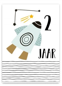 Pepermints Wenskaart 2 Jaar Raket