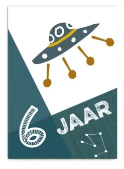 Pepermints Wenskaart 6 Jaar Ruimteschip