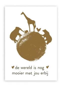 Pepermints Wenskaart De Wereld Is Nog Mooier Met Jou Erbij (goud)