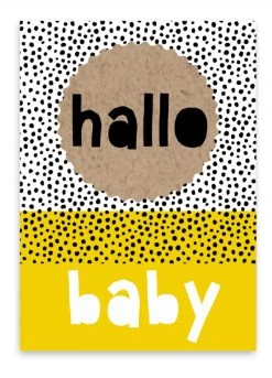 Pepermints Wenskaart Hallo Baby (geel)