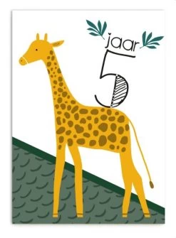 Pepermints Wenskaart 5 Jaar Giraf