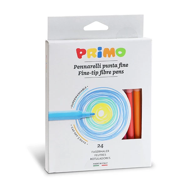 Primo Viltstiften Uitwasbaar Dun ø2.5mm Set 24-delig In Doos 3 Primo Viltstiften Uitwasbaar Dun ø2.5mm Set 24-delig In Doos