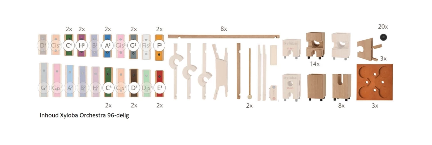 Xyloba Orchestra Muzikale Knikkerbaan 96-delig 5 Xyloba Orchestra Muzikale Knikkerbaan 96-delig - Afbeelding 3