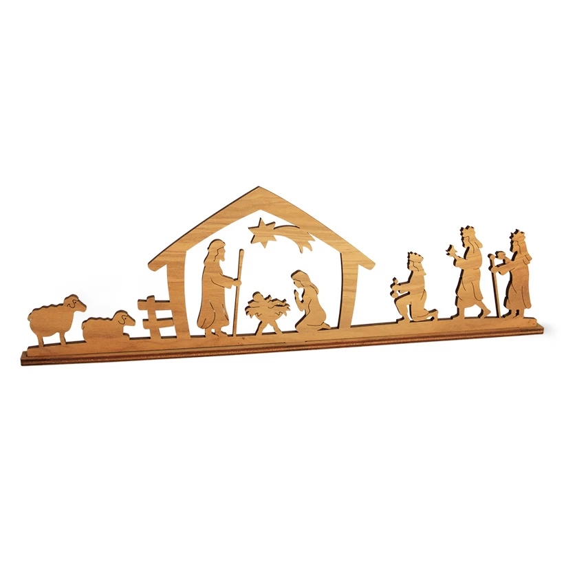 Waldfabrik Kersttafereel Kerststal Silhouet Hout 4 Waldfabrik Kersttafereel Kerststal Silhouet Hout - Afbeelding 2