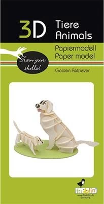 Fridolin 3D Papiermodel Hond Golden Retriever